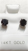 Certified 14K  Black Diamond(1.03Ct) Earrings