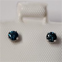 Certified 14K  Blue Diamond(0.21ct) Earrings