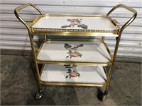 VINTAGE 3 TIER BAR CART WITH REMOVABLE TRAY