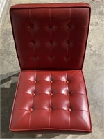 MCM BUTTON TUFTED RED LEATHERETTE EASY CHAIR