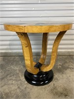 382 - UNUSUAL BIRCHWOOD TABLE WITH PARQUET INLAID