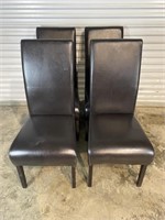 EI - SET 4 HIGH BACK LEATHER CHAIRS