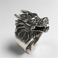 Sterling silver dragon ring