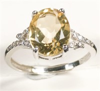 925 silver natural citrine ring