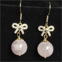 925 silver pink crystal earrings