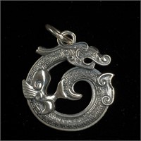 Sterling silver dragon pendant