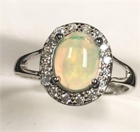 925 silver natural opal ring