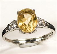 925 silver natural citrine ring