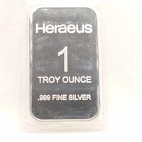 Heraeus 1 Oz Silver Bar