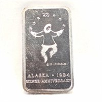 1984 Alaska 1 Oz Silver Bar