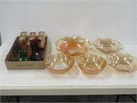 Iris + Herringbone Bowls + Colored Glass