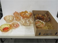 2 Trays Amber Glassware