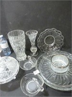 Glass Lot - Vases / Covered Bowl / Relish Tray
