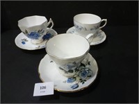 3 Tea Cups - Royal Grafton / Royal Vale /