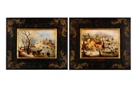 PAIR OF DECORATIVE DUTCH STYLE FRAMED PAINTINGS