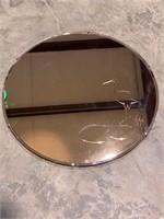 VINTAGE PEACH COLORED BEVELLED MIRROR WITH ETCHED