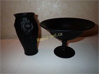 Vintage Black Satin Glass