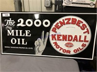 KENDALL MOTOR OIL TIN SIGN 16 X 33