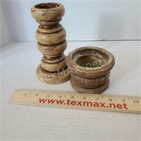(2) Wood Style Candle Holders