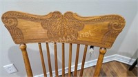 Pressed Back Leather Seat Rocking Chair