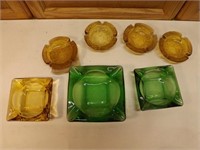 Amber and Green Ash Trays