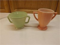 Vintage Green and Pink Cups