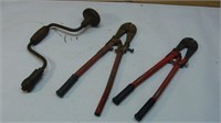 Two Small Bolt Cutters and Antique Brace