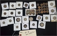 43pc coin collection indian head pennies silver +