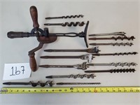 Vintage / Antique Hand Drill with Auger Bits