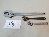 3 Crescent Adjustable Wrenches - 6" ; 8" ; 15"