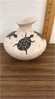 Mata Ortiz inspired small pot with turtles signed