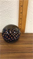 Glass globe paper weight with beautiful blue and