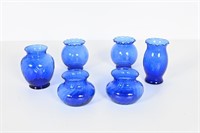 Vintage Blue Swirl Glass Vases