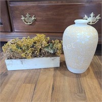 Vase & Faux Floral Arrangement