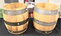 Lot of 2 small wood barrels