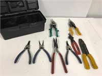 Snap ring pliers and tin snips