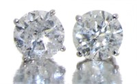 14K White Gold 2.41 ct Round Diamond Studs