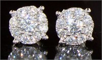 14kt Gold Brilliant 1.25 ct Diamond Stud Earrings