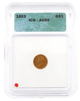 1853 Type 1 AU55 Liberty Head $1.00 Gold Coin