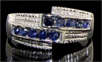 Genuine Sapphire & Diamond Antique Style Ring