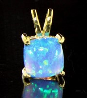 Stunning 2.00 ct Princess Cut Blue Opal Pendant