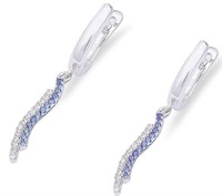 Stunning Sapphire & White Topaz Dangle Earrings