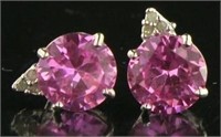 Round 4.00 ct Pink Sapphire & Diamond Earrings