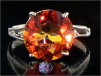 Round 5.50 ct Mystic Orange Sapphire Ring