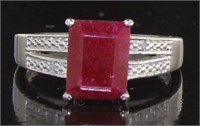 Genuine 2.24 ct Step Cut Ruby & Diamond Ring
