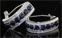 Genuine 2.00 ct Sapphire & Diamond Earrings