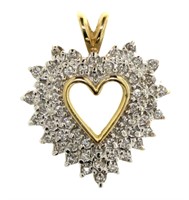 14kt Gold Large 1/2 ct Diamond Heart Pendant