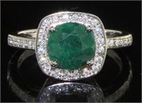 Natural 1.77 ct Emerald & Diamond Accent Ring