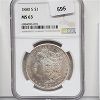 NGC 1880-S MS63 90% Silver Morgan $1 Dollar
