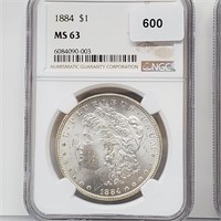 NGC 1884 MS63 90% Silver Morgan $1 Dollar